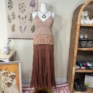 Y2k Tiered Maxi Skirt Fairy Grunge Forest Mori Kei Goblincore Coastal Cowgirl L